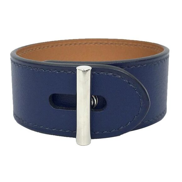 HERMES Navy Leather Charm Bracelet - Picture 1 of 3